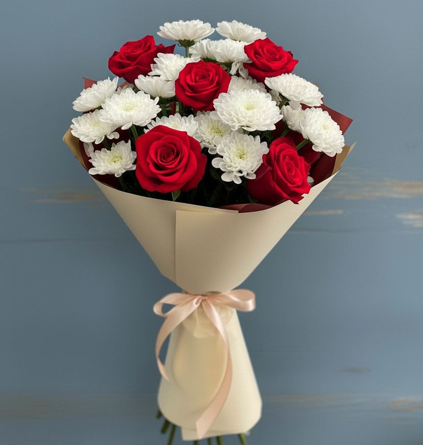 Букет цветов из: Розы и Хризантемы в Удомле