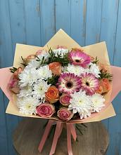 Букет цветов из:  Розы, Герберы и Хризантемы в Удомле