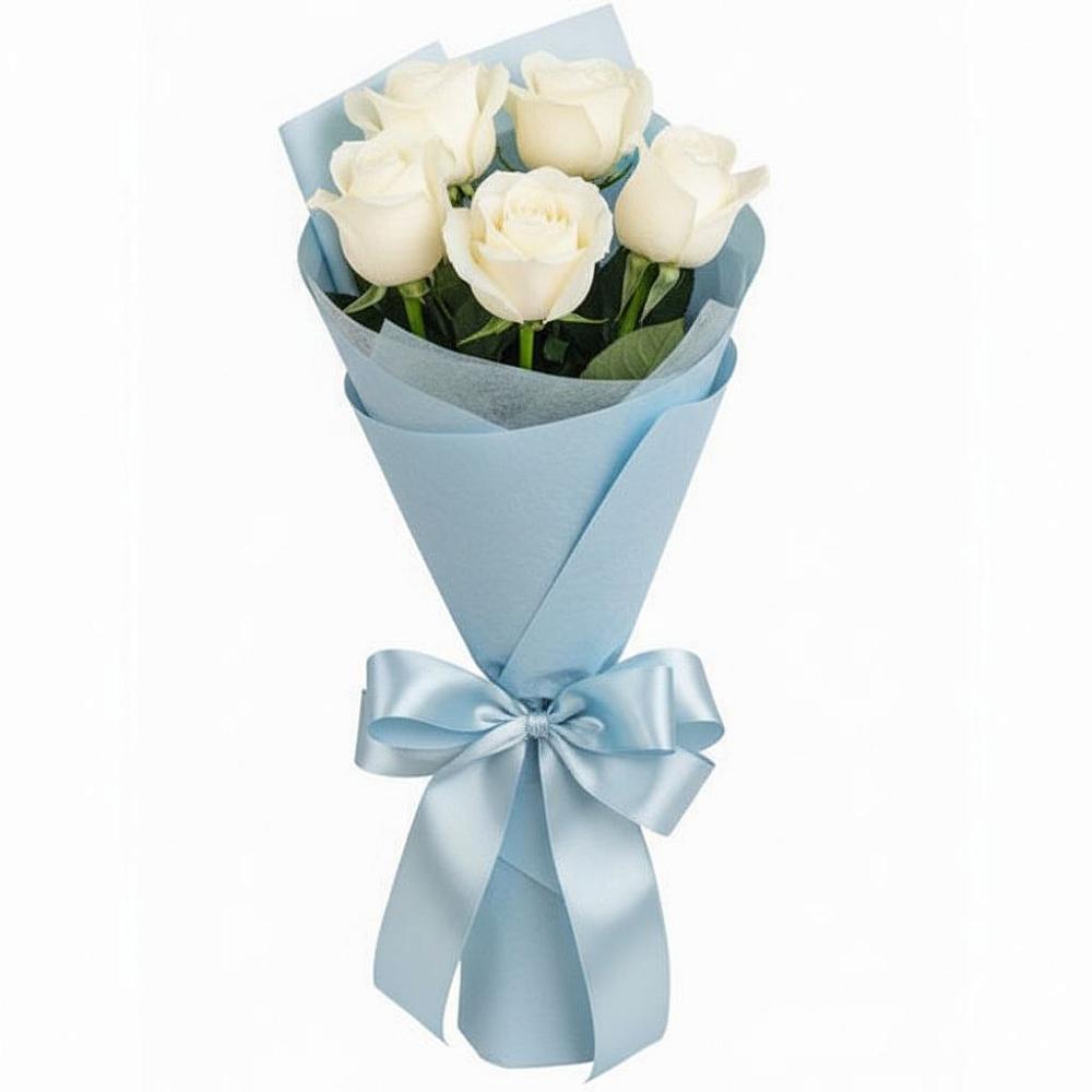 Букет 5 Белых роз Проуд в Удомле