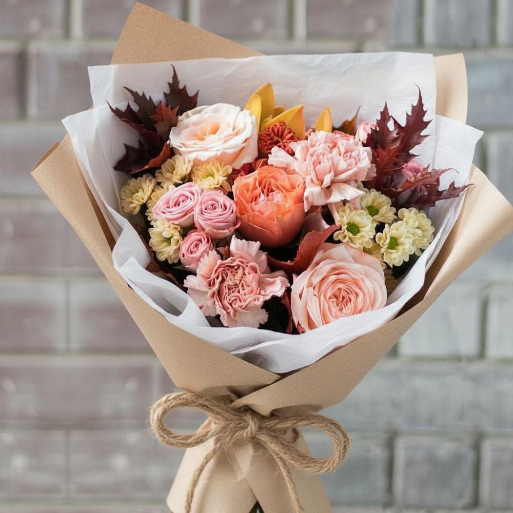 Букет цветов из: Гвоздики, Хризантемы и Розы в Удомле