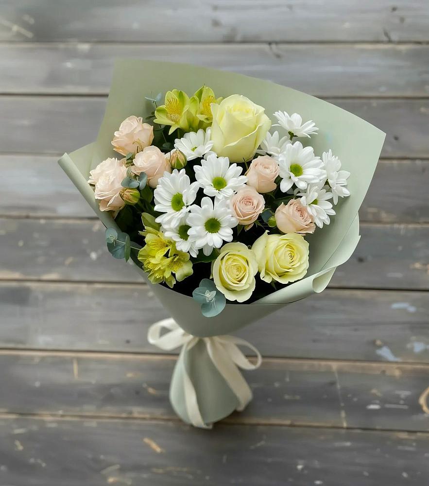 Букет цветов из: Альстромерии, Розы и Хризантемы в Удомле