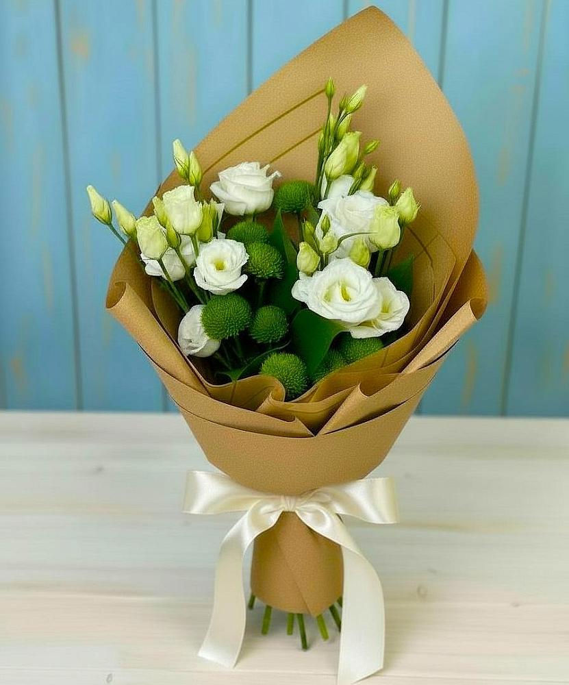 Букет цветов из: Хризантемы и Лизиантусы в Удомле