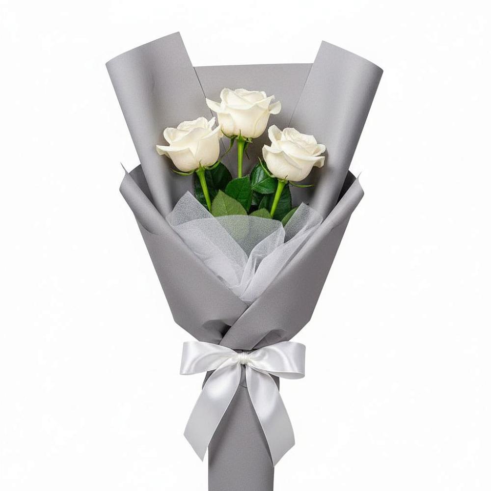 Букет 3 белые розы в Удомле