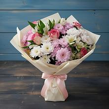 Букет цветов из:  Хризантемы, Альстромерии и Розы в Удомле