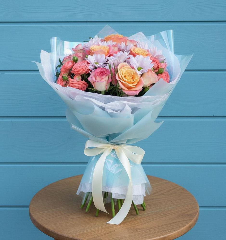 Букет цветов из: Хризантемы и Розы в Удомле