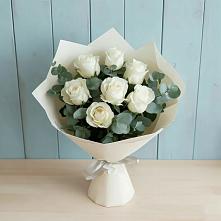 Букет Белые розы в Эвкалипте в Удомле